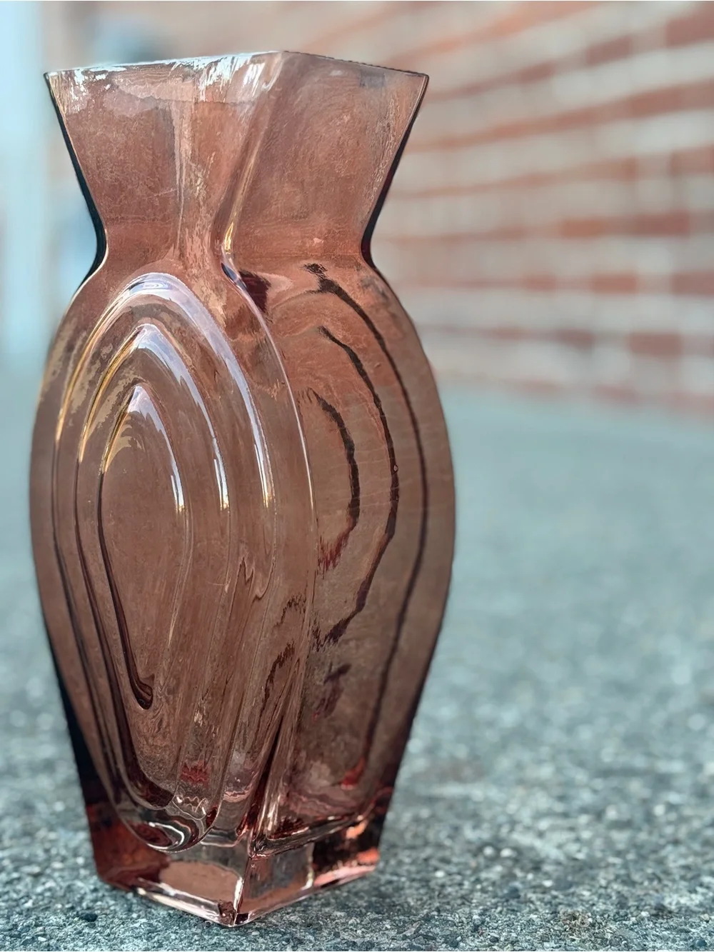 Vintage Amethyst Pressed Art Glass Vase - 10.5” art deco